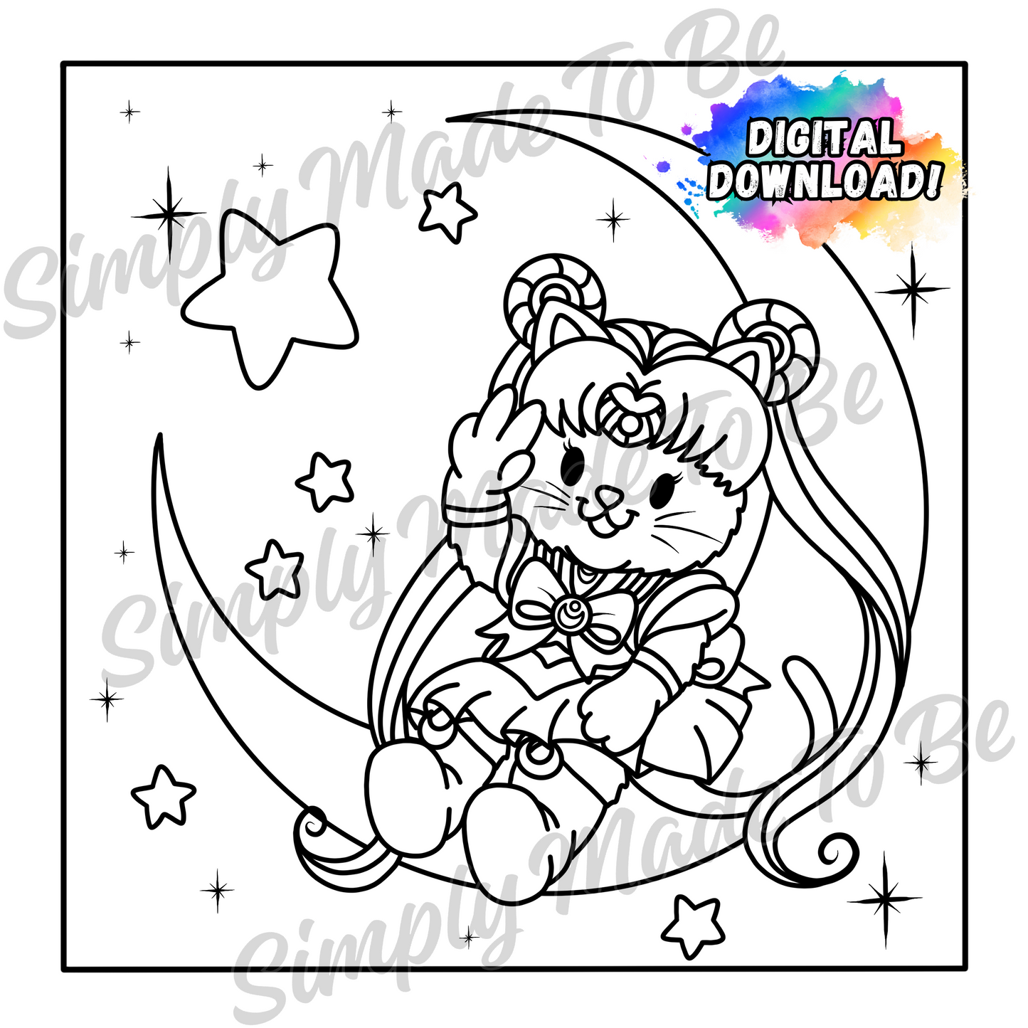 Sailor Kitty Coloring Page - Digital Download