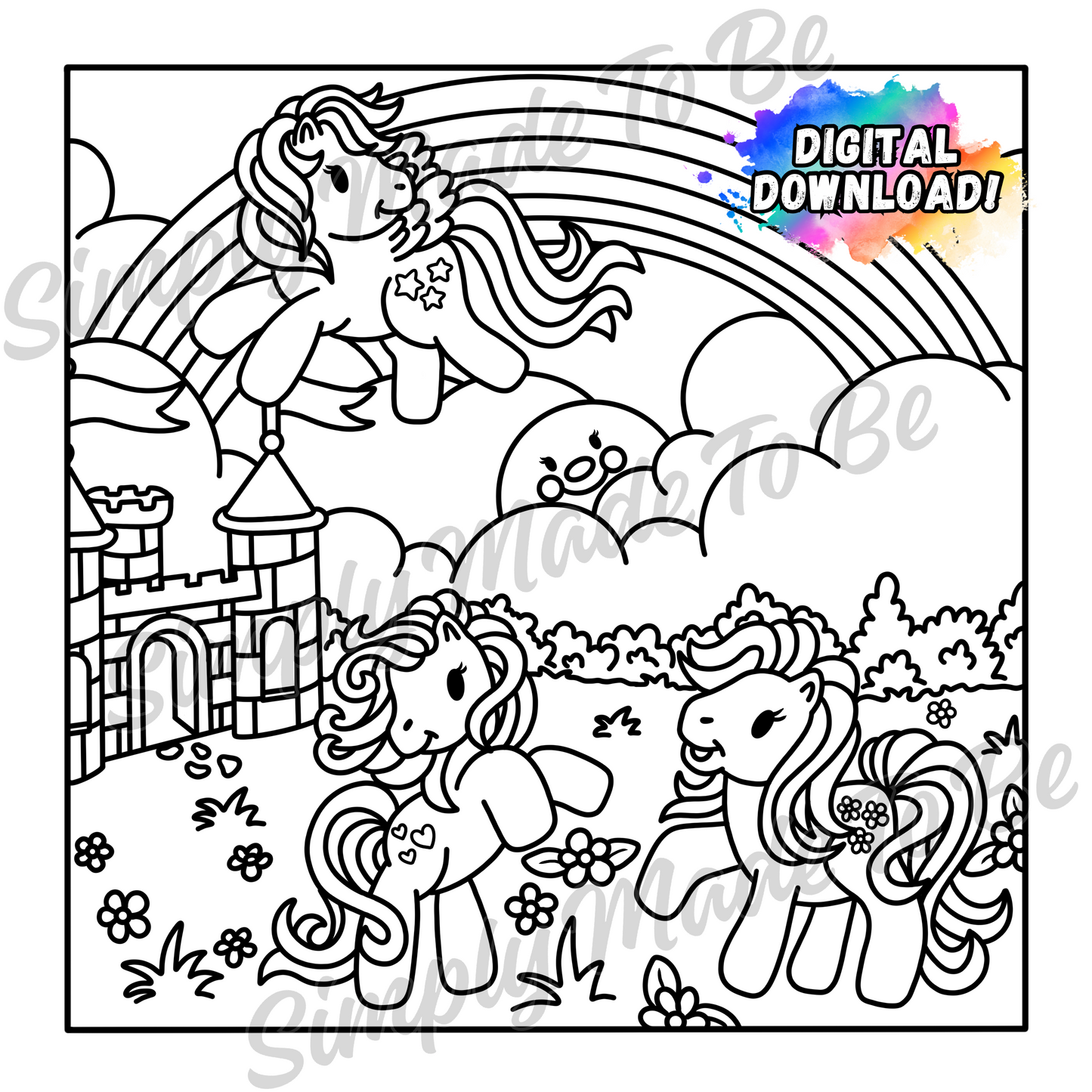 Cozy Pony’s Coloring Page - Digital Download