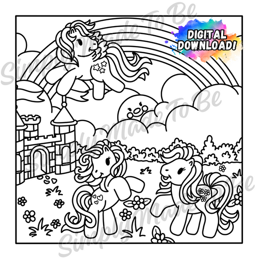 Cozy Pony’s Coloring Page - Digital Download