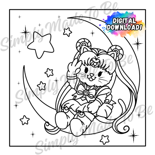 Sailor Kitty Coloring Page - Digital Download