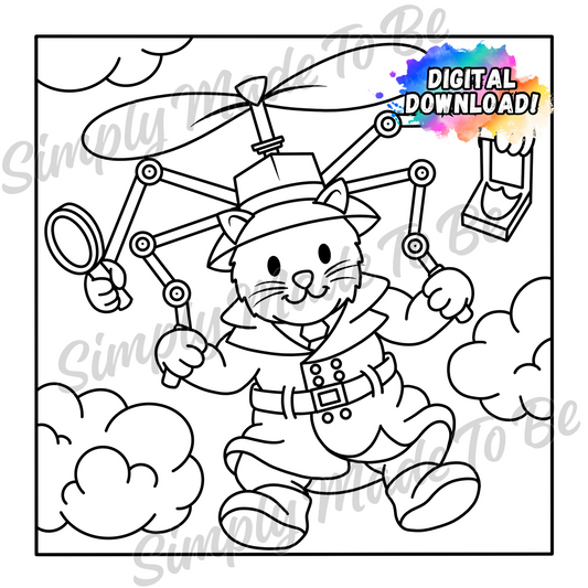 Inspector Catget Coloring Page - Digital Download