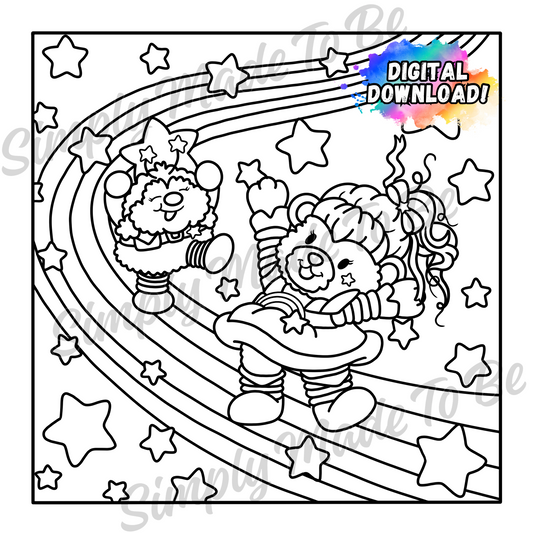 Rainbow Bear Coloring Page - Digital Download